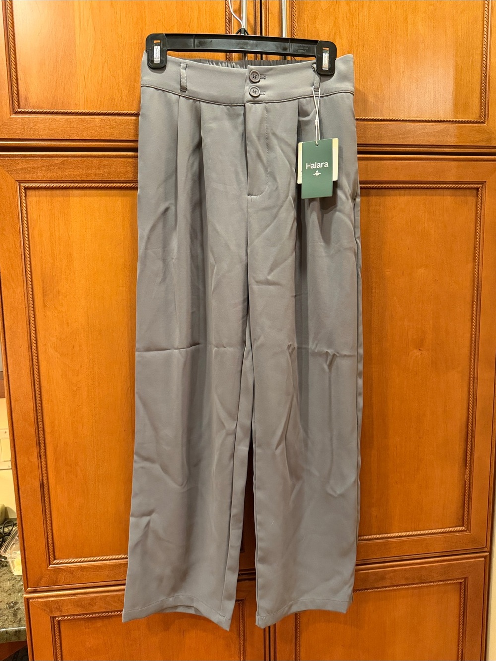 HALARA Gray Boot-Cut Pleated Wide-Leg Pants